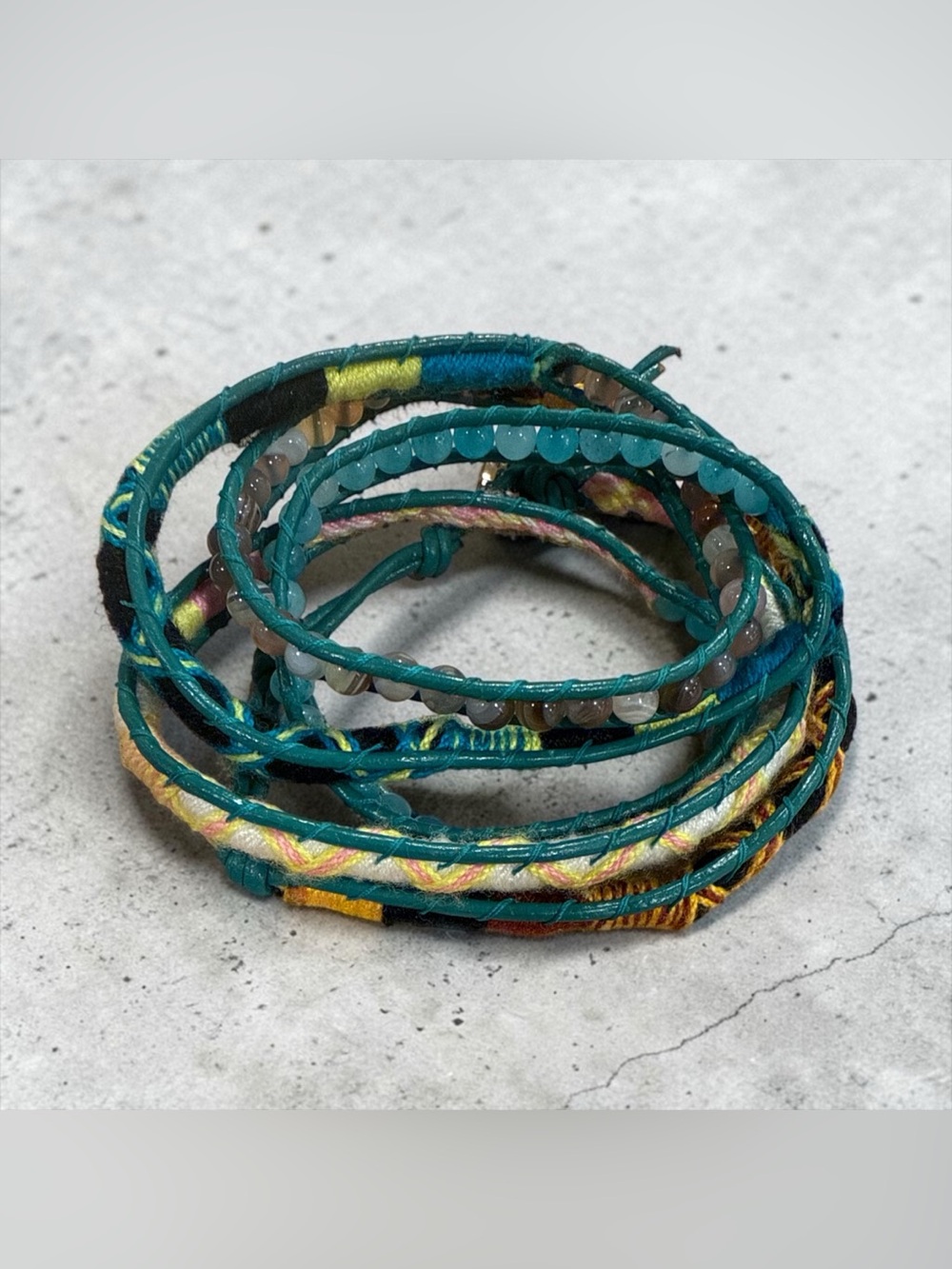 Teal Multi‑Strand Beaded Wrap Bracelet